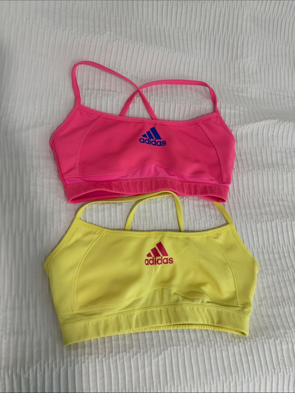 adidas Women's Swim Bikini Tops in Hot Pink and Bright Yellow